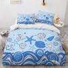 Blue Ocean King Queen Duvet Cover Cartoon Starfish Shell Bedding Set For Kid Teens Adults Sea Beach 2/3pcs Polyester Quilt Cover