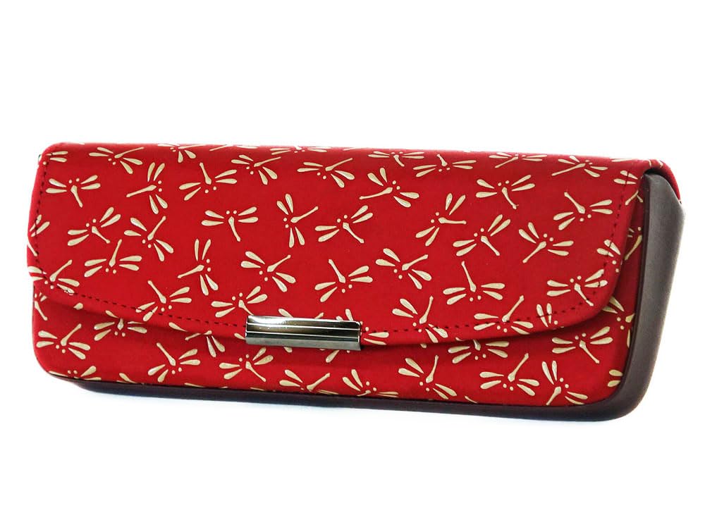 

Genuine Leather Hard Eyeglasses Case with White Lacquer Dragonfly Authentic Stylish leather eyeglasses A perfect gift for Respect for the Aged 60th