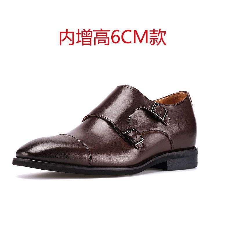 

Inner height increase 6cm British classic Munk shoes business pointed dress leather shoes men s cowhide monk shoes 8 47 standard leather shoe size