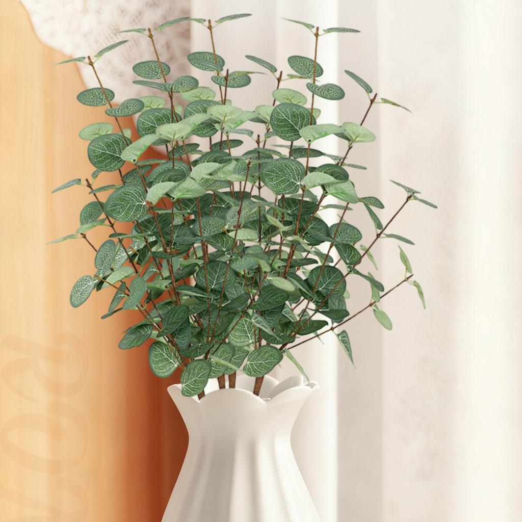 6pc 60cm Green  Leaf Sprayer, Green Silk Plant, Artificial Flowers, Suitable For Home, Party, And Wedding Decorations