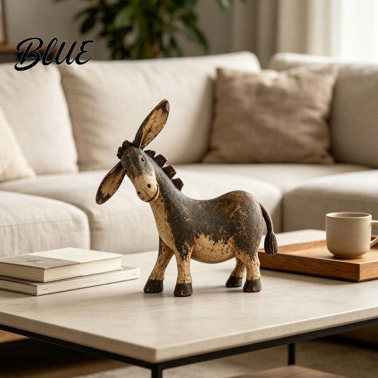Rustic Shelf Accents Donkey Figurine Vintage Farm Style Animal Statue Whimsical Tilted Nostalgic Country Home Accessories Head Ornament for