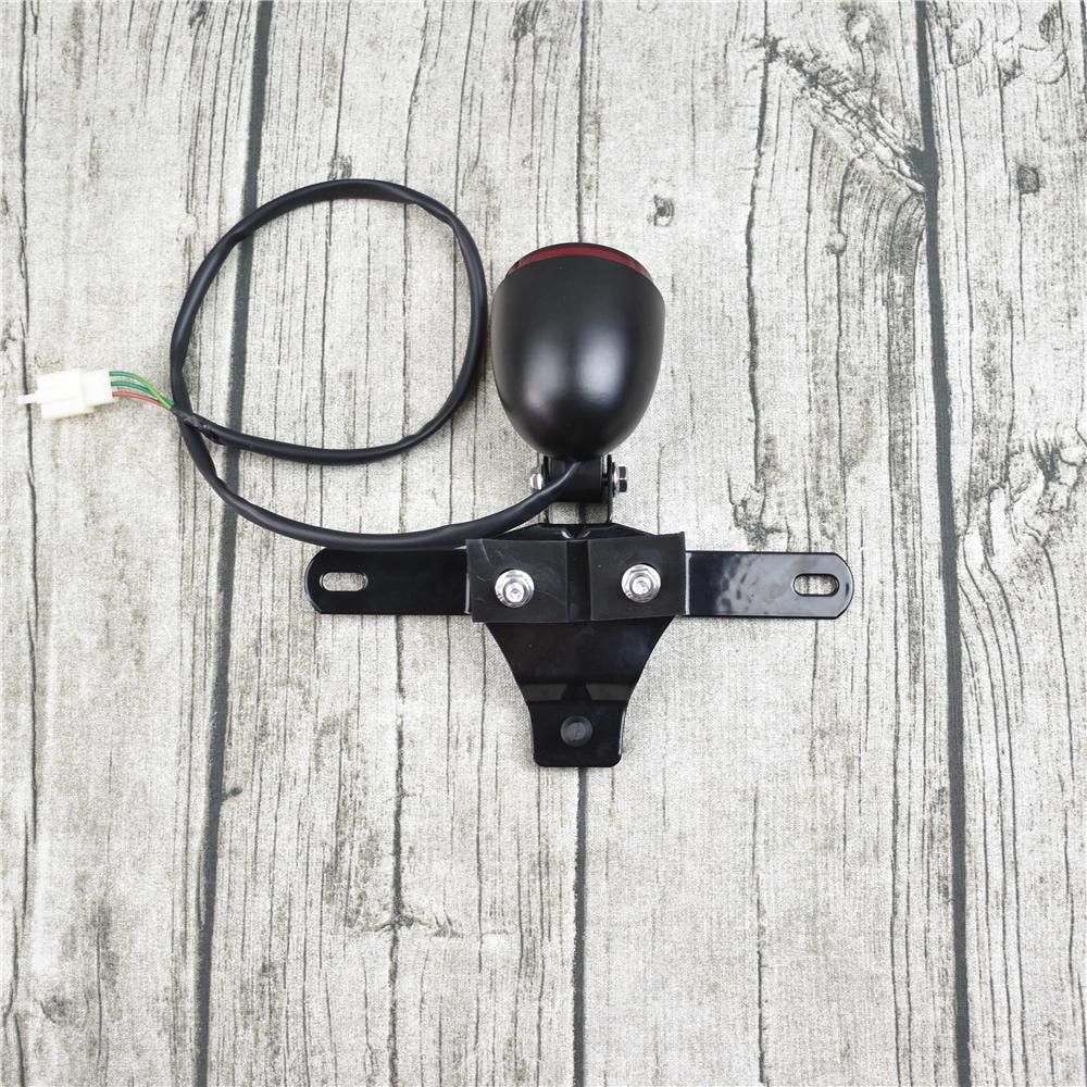 Retro Motorcycle LED Tail Light Aluminum Alloy Brake Lamp Modified Super Bright Rear Light with License Plate Lights EU