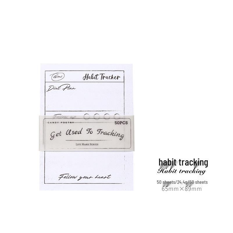 Retro White Kraft Paper Memo Pad - Life Imprint Series, 50 Sheets, 6 Styles for Collage & Writing