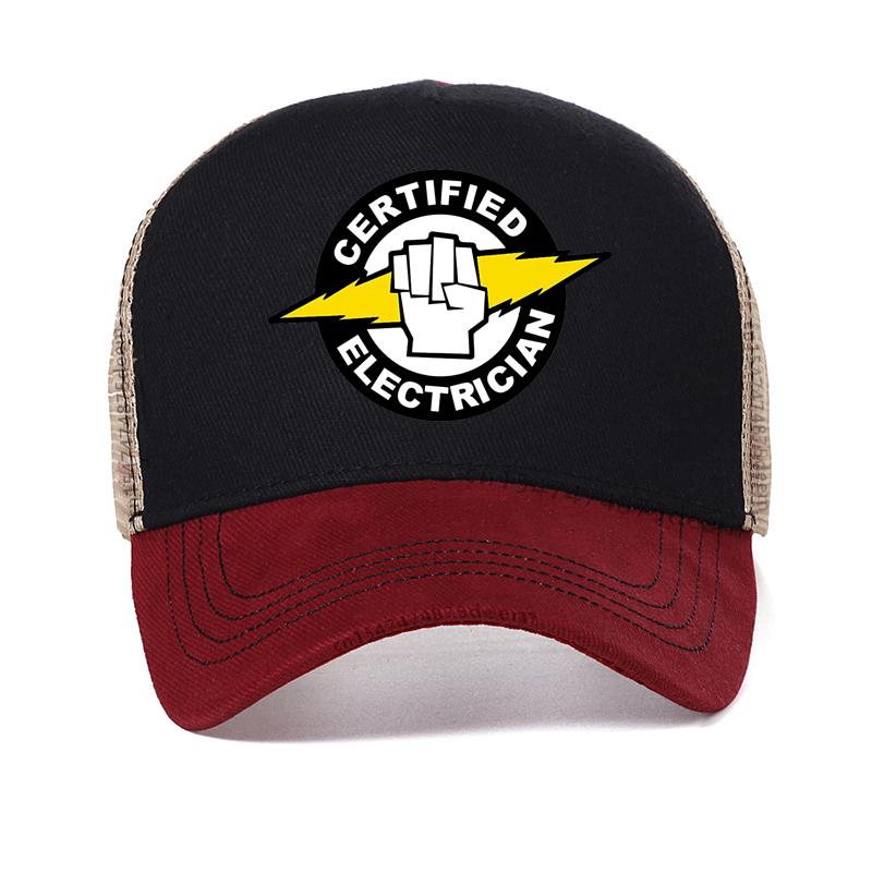

Certified Electrician printing Dad hat summer Mesh Breathable Baseball Cap men outdoors work caps Adjustable Snapback hats Adjustable красный