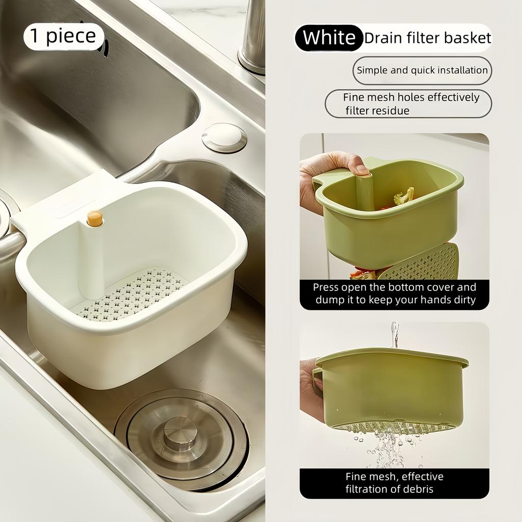 Kitchen Sink Drain Basket, Self-Cleaning Clog Prevention Mesh Filter Push Strainer for Kitchen and Bathroom - Automatic Food Waste Disposal