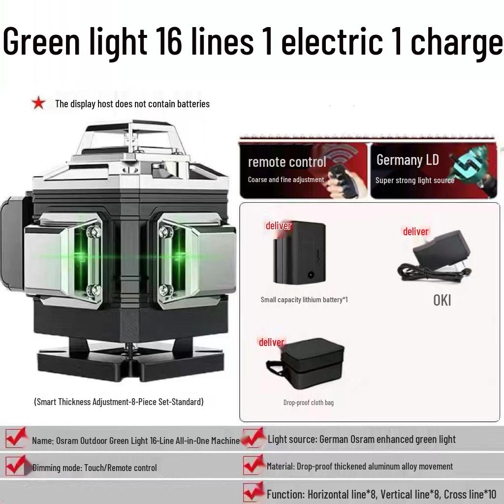 New Anping 12-Line High-Precision Green Laser Level with Wall-Hugging Infrared for Outdoor Use