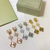 New Arrival Four-leaf Clover 18k Laser 3 Flower Long Earrings for Women High-end Earrings