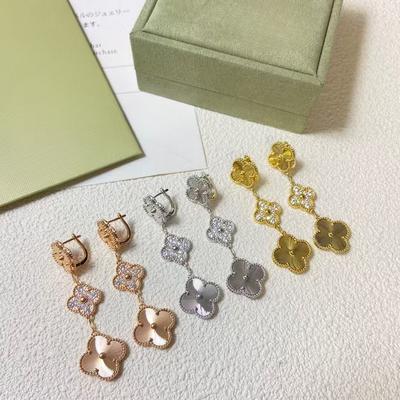Neuzugang Vierblättriges Kleeblatt 18k Laser 3 Blume Lange Ohrringe für Frauen High-End Ohrringe