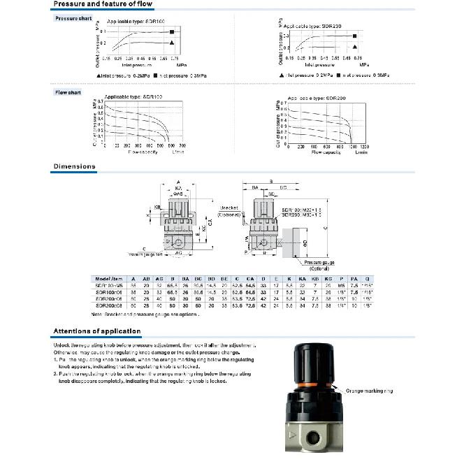 Airtac original SDR200-08/06/08L1 SDR100-06/M5/06L1/M5L1 regulator Air Compressor pneumatic  pressure reducing valve