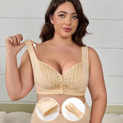 Brassière Sans Fil à Fermeture Avant (0XL-4XL) - Lingerie Sexy, Confortable, Grande Taille