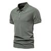 Mens Summer Cotton Solid Short Sleeve Polo Shirt Casual