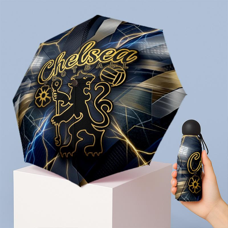 Chelsea FC Pattern Printed Mini 5 Folds 8 Ribs Compact Umbrella Windproof Waterproof Lightweight Portable Folding