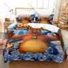 Collage Cartoon Orso Grizzy e Lemming Birbanti Scena Comica 3 Pezzi Biancheria da Letto Copripiumino + 2 Federe Decorazione Casa