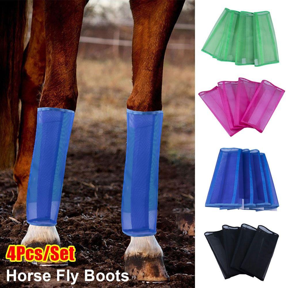 4Pcs/Set Plastic Mesh Fly Boots Riding Horse Leggings New Horse Leg Wraps  for Mosquito Bites Proof