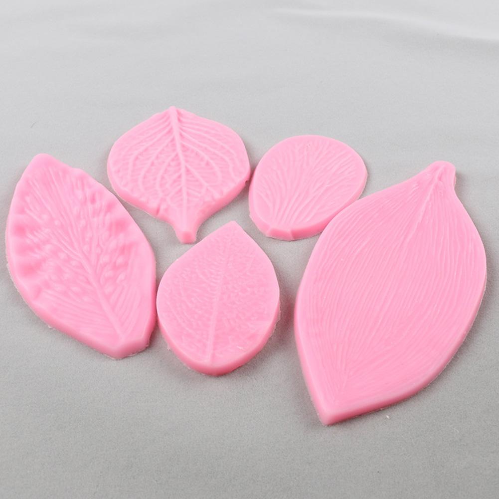 Biscuit 5pcs 3d Cookies Leaf Cutters Molds Silicone Bakery Decorating Tool
