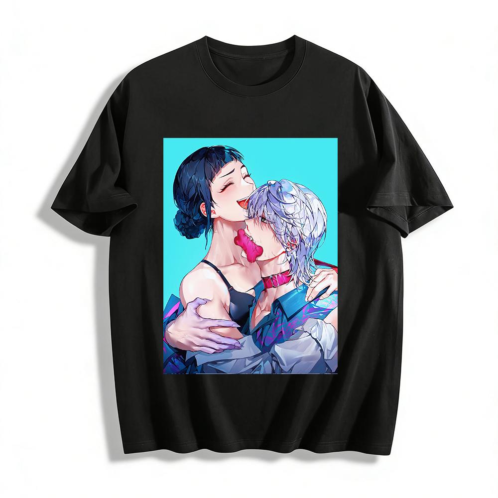 

Y2K Anime Style Coquette Print T-shirt, Unisex Casual Loose Top, Manga Fans Trendy Streetwear Pure cotton T-shirt XXS