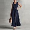 ZANZEA Women Elegant V-Neck Loose Casual Sleeveless Long Dress