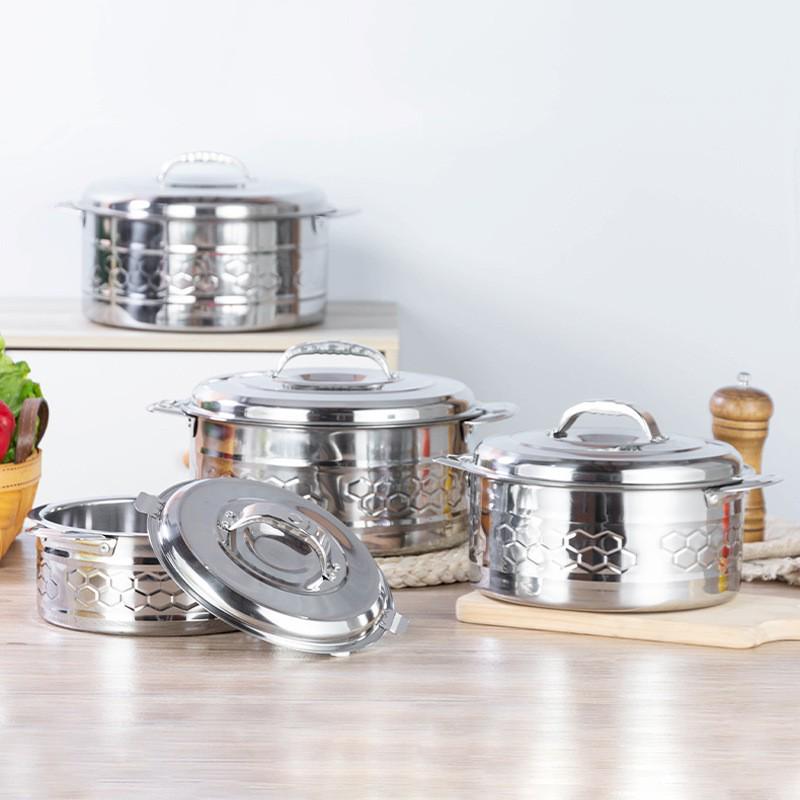 Stainless Steel Insulated Pot Set with Lid - Large Capacity 3/4/5 Piece for Africa: Ideal for Household Use, Rice, and Boiling Water.