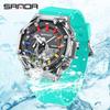 Sanda Octagonal Transparent Multifunctional Waterproof Unisex Wristwatch