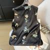 Spring & Fall Retro V-Neck Satin Embroidered Hanfu Vest with Frog Button
