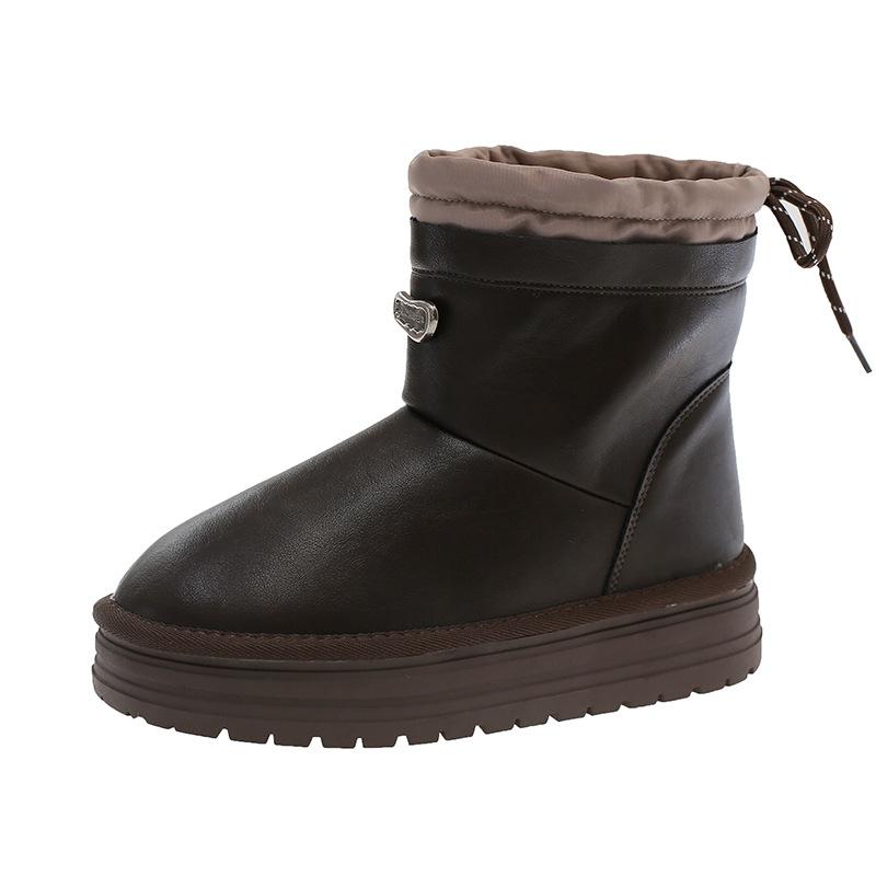 Thick-soled Snow Boots Women's 2025 New Winter Piled Thickened Bread Boots Waterproof and Non-slip Outdoor Warm Cotton Shoes