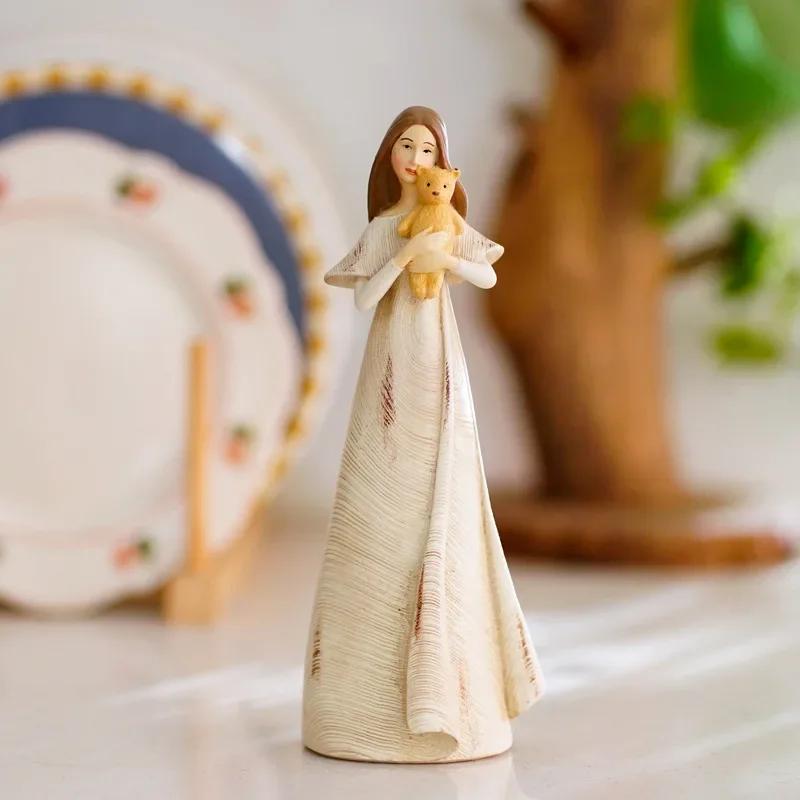 Decorazione Artigianato in Resina Decorazione Casa Statuetta Angelo Statua Decorazione Creativa Regalo di Compleanno Tavolo