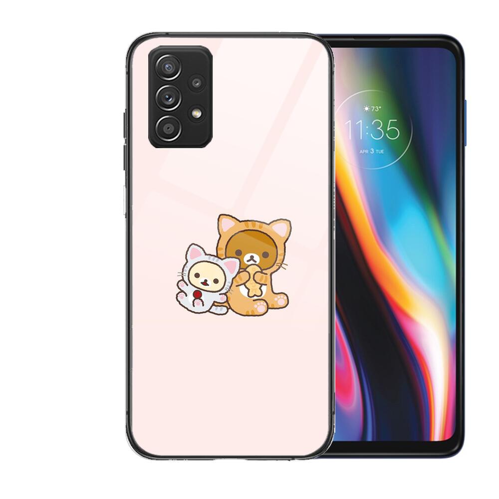 TOPLBPCS Cute Rilakkuma Tempered Glass Case Phone For Samsung Galaxy A51 A71 A60 A70S A70 A80 A21S A41 A20E A50 A30S 5g A32 A40S