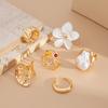 Yousheng Women Opening Ring, Adjustable Retro Style Stacking Ring, with Baroque Imitation Pearls And Colored Gemstones Decor