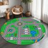 Kids City Road Map Play Round Area Rug Educational Car Track Town Floor Carpet Soft Non-Slip Interactive Game Circular Rug