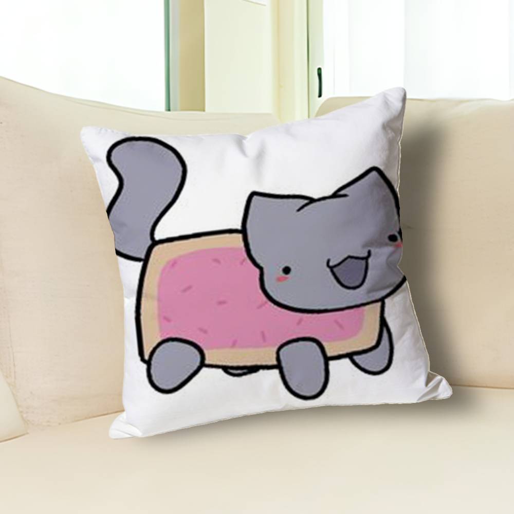 Funny N-Nyan Cat Pillow Cases for Bedroom Living Room Sofa Home Decor Polyester Cushion Cover with Zipper