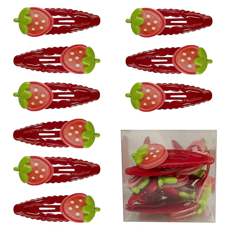 20 Pcs Red Apple Slice Snap Hair Clips - Apple Slice Hair Barrettes, Fruit Snap Hair Clips, Apple Hair Pins, Stylish Hair Accessories for Girls &