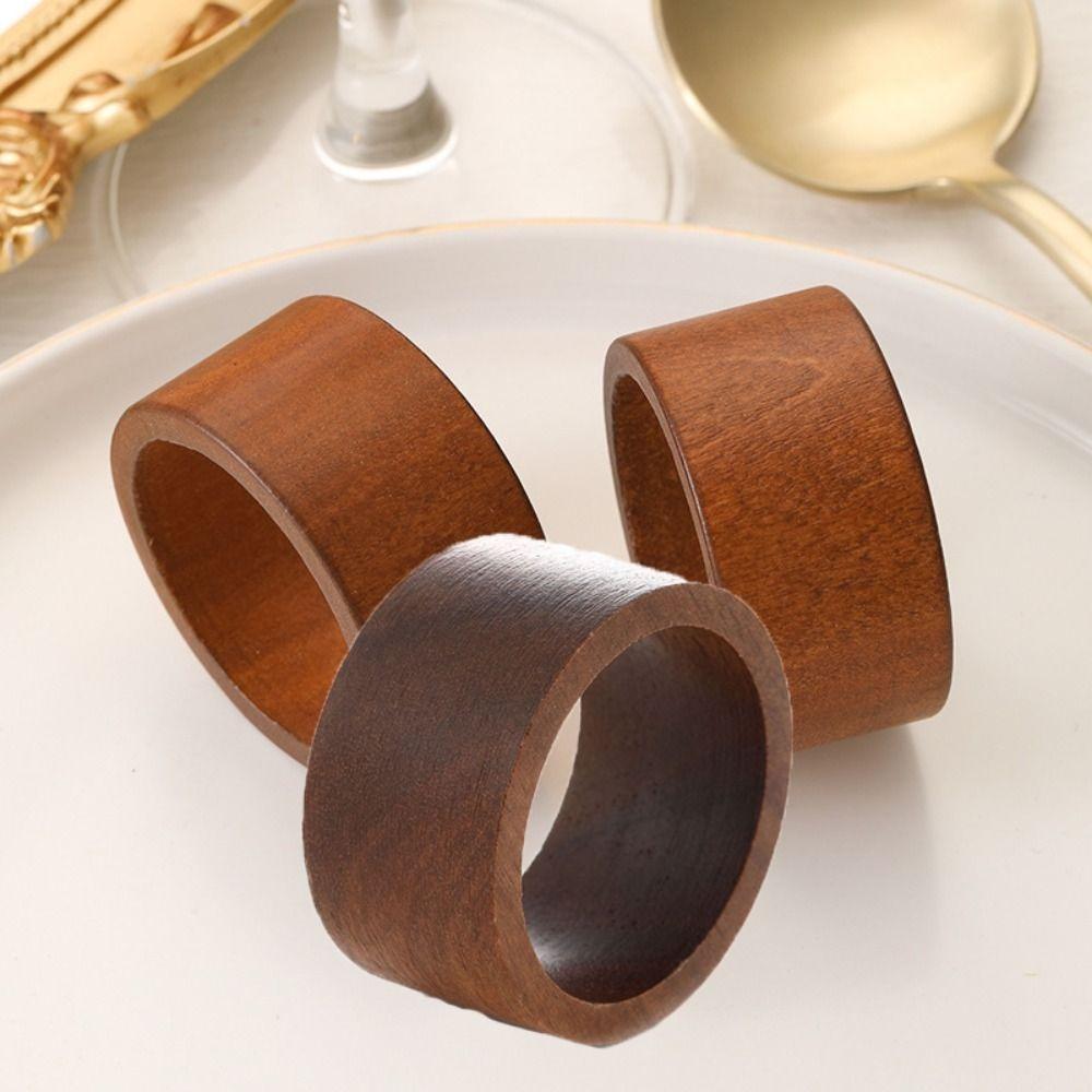 3PCS Fashion Napkin Buckle Wood Table Napkin Holder Creative Wooden Napkin Rings  Restaurant