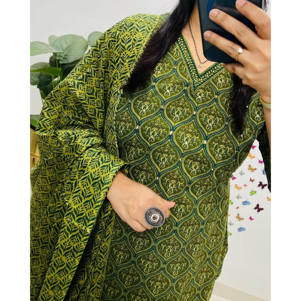 Women Designer Kurta Pant Dupatta Set Indian Party Wear Salwar Suits Kurti Dress 2381