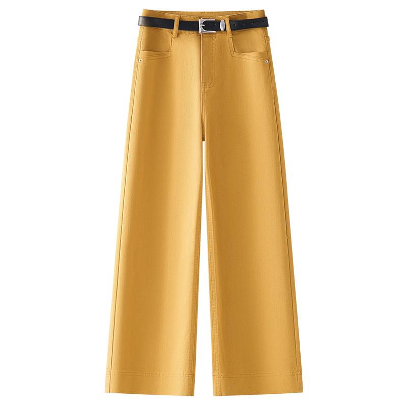 Women's Yellow High-Waisted Loose Wide-Leg Jeans - Slimming Spring 2025 Collection