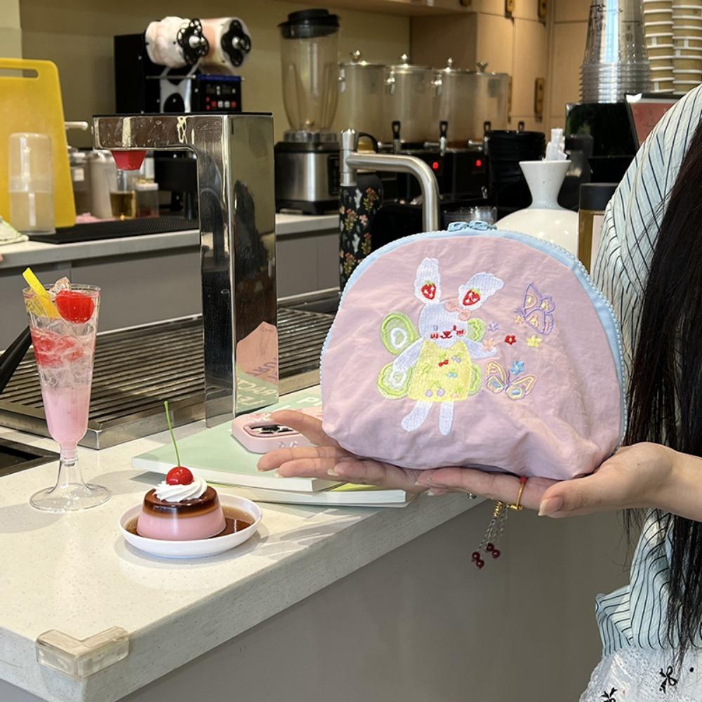 Portable Embroidery Cosmetic Bag Cloth Skincare Storage Bag Makeup Pocket Nylon Makeup Bag  Girls