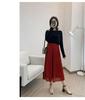Chiffon Wide-Leg Pleated High-Waist Slimming Loose Fit Nine-Point Skirt Pants for Women