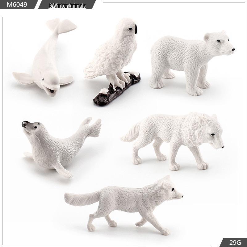 Набор моделей для симуляции дикой природы Арктики: Пингвин, Белый медведь, Олень, Тюлень, Песец, Иглу - Украшения