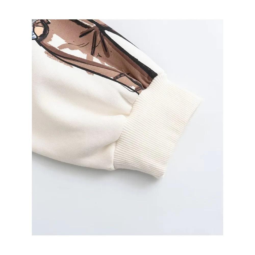 Frauen Sweatshirts 2024 Neue Mode Schönheit Mädchen Drucken Casual Sweatshirts Weibliche O Neck Hoodies Chic Pullover Tops