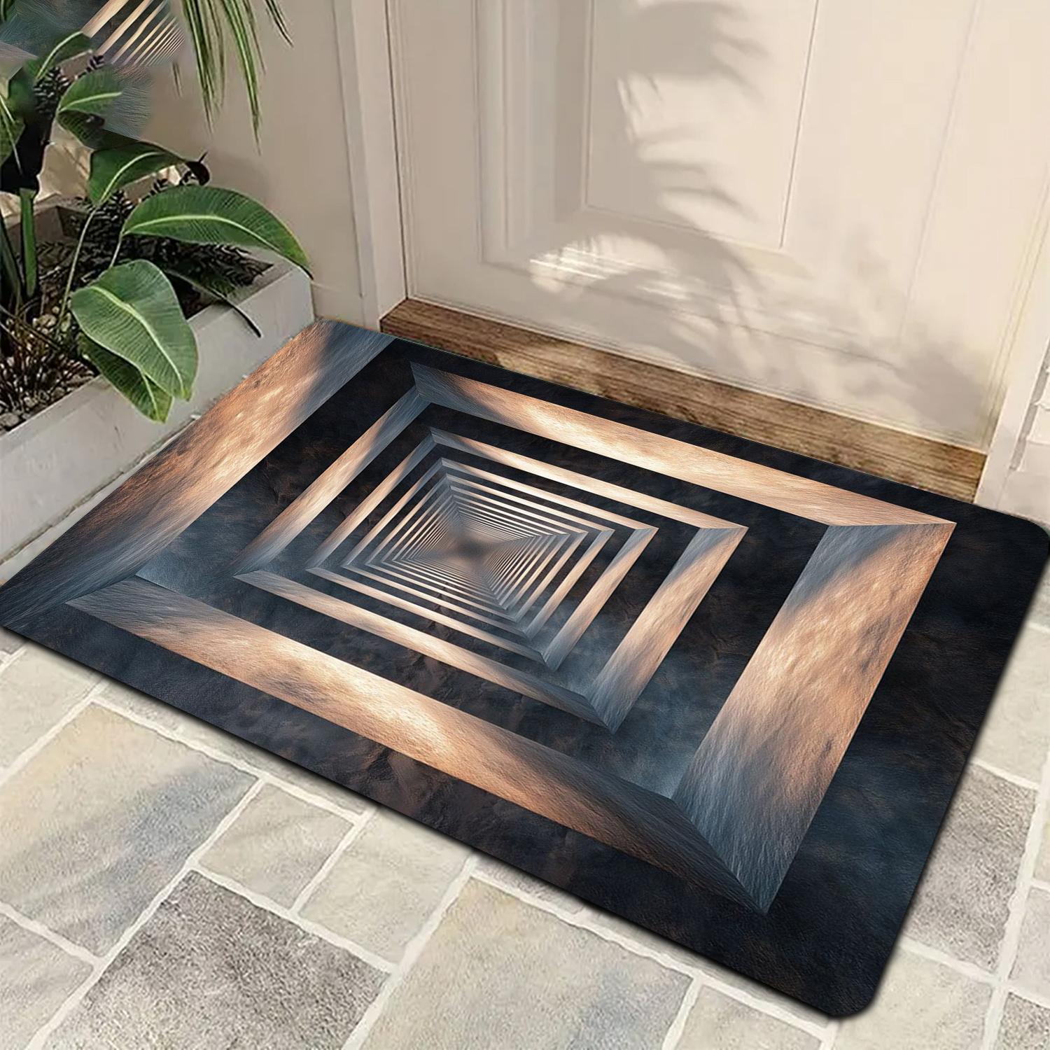 

1 шт. Коврик для пола с оптической иллюзией, дизайн туннеля, нескользящий, мягкий, для гостиной, спальни, ванной комнаты, современные черно-белые для домашнего декора 50X80CM