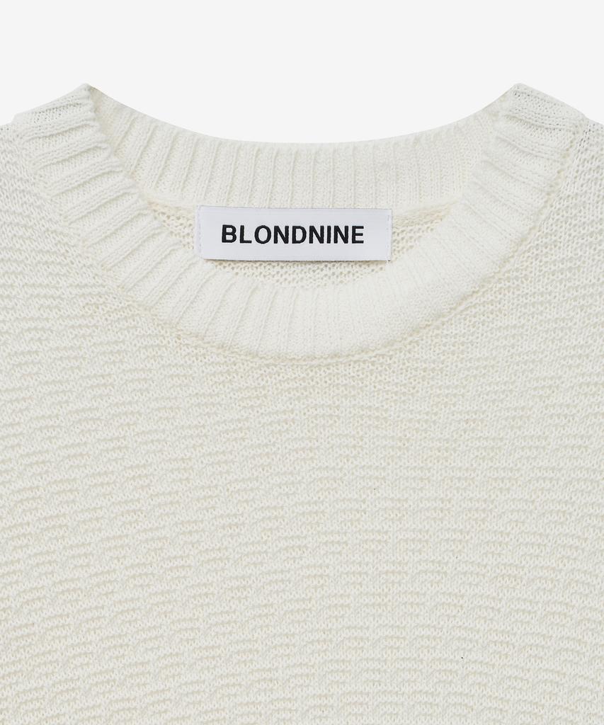 BLOND9 Soft Crop Round Short Sleeve Knit_Ivory