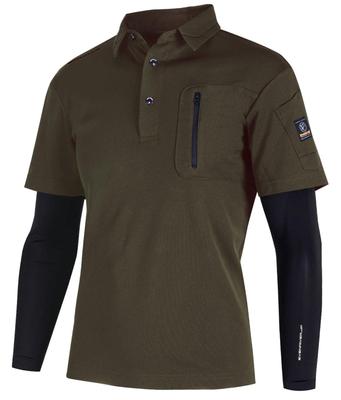 EVEN RIVER Faux Layered Dry Polo Shirt, Spring/Summer, Army Green, HY08, Size 10, Small