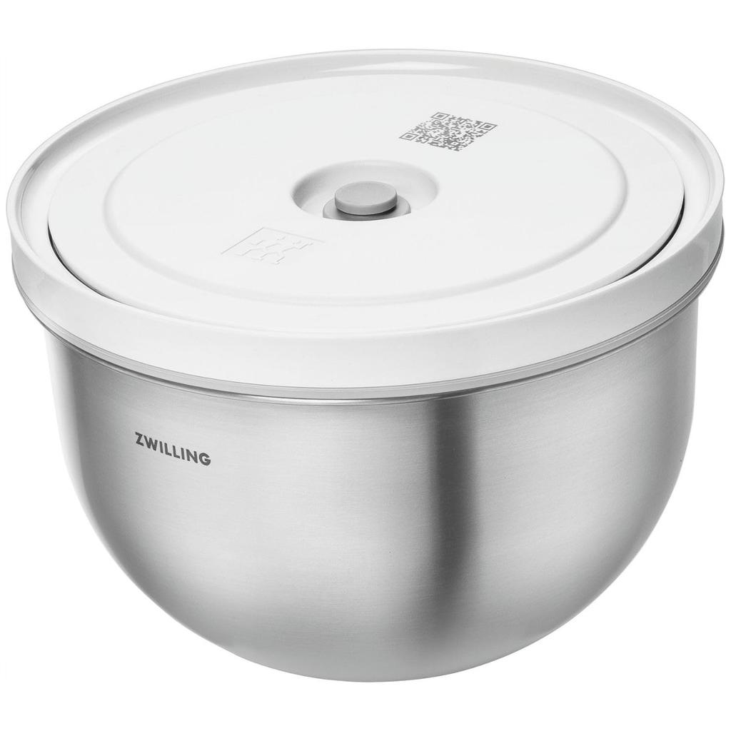 ZWILLING Fresh Save Vacuum Storage Stainless with Airtight Vacuum Storage Container Japanese Fresh Save & Bowl, Medium, 18cm, Steel, Lid, [Official