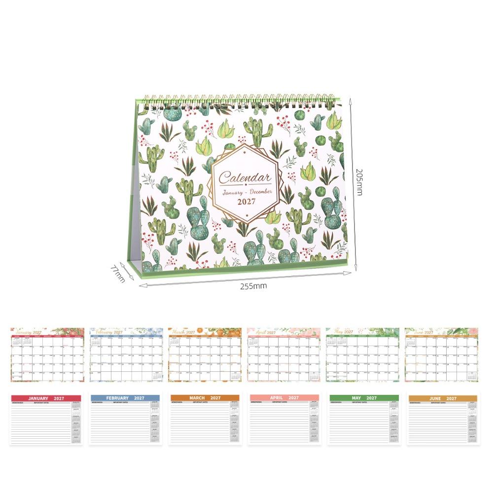 Jan. 2027 - Dec. 2027 Double-coil Calendar Foldable English Calendar  Home