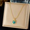 Gold Plated Stainless Steel Abalone Shell Pendant Necklace for Women