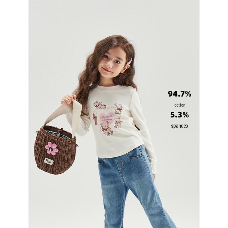 Girls  Cartoon Bear Print Long Sleeve T-Shirt 110