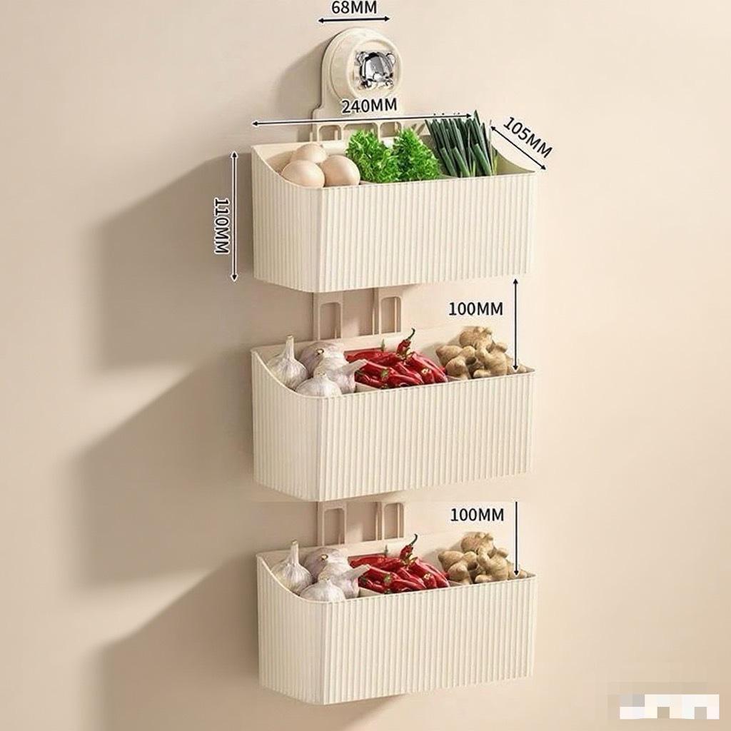 Punch-Free Wall-Mounted Garlic & Onion Storage Basket