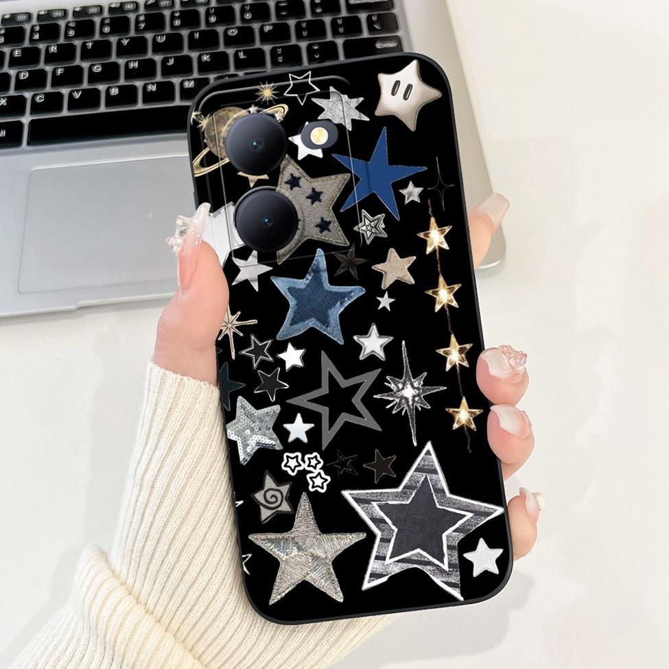 Für Vivo Y36 5G V2248 Hülle Für Vivo Y27 5G V2302 Abdeckung Silikon Luxus Mode Blumen Kawaii Süße Katze Lustige Handyhülle Stoßstange