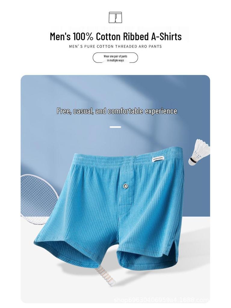 Arow Men's Plus Size Cotton Boxer Briefs - Youth Flat-Leg Underwear Shorts