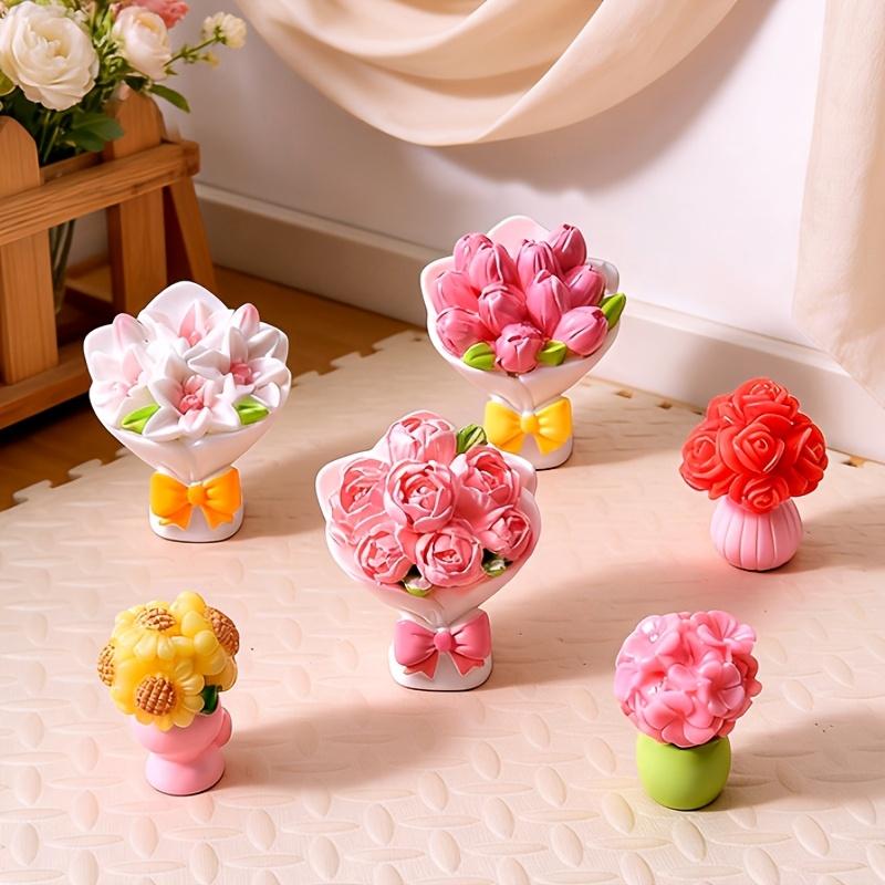 6pcs DIY Micro Floral Arrangement, Miniature Craft for Focus & Relaxation, Tabletop Vase Decor, Mother's Day Gifts