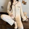 Roter gepunkteter Pyjama Damen High-End Frühling und Herbst Cartoon Muschel bestickter Rand Langarm Loungewear Set
